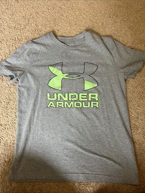 Under Armour Gray Tee with Neon Green Logo